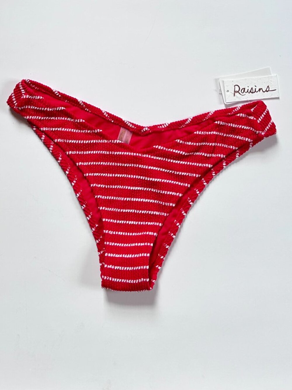 Raisins Oahu Cheeky Swim Bottom Red & White Striped M